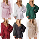 Chic Wrap Dress with Deep V-Neck & Flowy Sleeves