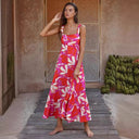 Floral Maxi Dress with Adjustable Straps for Women