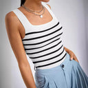 Stylish Striped Cotton Bodysuit for Women