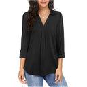 V-Neck Short Sleeve Women's Blouse