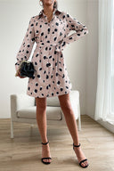 Chic Ruffle Detail Shirt Dress with Adjustable Belt