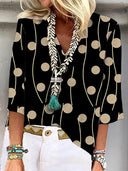 Chic Women's Blouse with Contemporary Circle Design