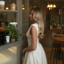 Women's A-Line Dress with Modern Details and Waist Emphasis