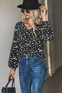 Chic Ruffle Sleeve Blouse with Modern Polka Dots