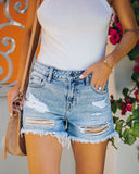 Stylish Frayed Hem Denim Shorts for Women