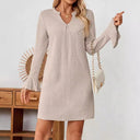 Chic Women's V-Neck Dress with Ruffle Accents