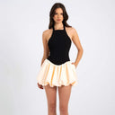 Chic Women's Halter Dress with Flowing Skirt and Convenient Pockets