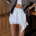 Satin Lace-Trimmed Asymmetrical Shorts for Women