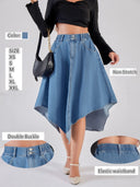 Asymmetrical Denim Skirt with Stylish Hem