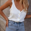Stylish Women's Blouse with Button Placket & Ruffles