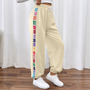 Colorful Floral Women's Pants with Elastic Waist