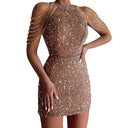Chic Spaghetti Strap Party Dress with Delicate Accents
