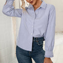 Chic Striped Women's Blouse with Button Accents
