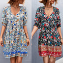 Floral Women's Dress in Flowing Fabric