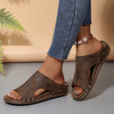 Chic Women's Slide Sandals with Cut-Out Design and Rhinestone Accents