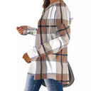 Chic Women's Hooded Checkered Blouse