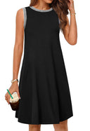 Chic A-Line Dress with Striped Neckline