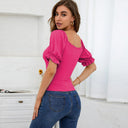 Stylish Women's Puff Sleeve Ruching Bodysuits