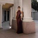Chic Women's Evening Dress with Flowing Design and Stylish Cutout