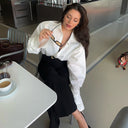 Chic Oversized Blouse with Slim Sleeves