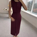 Chic Women's Sleeveless Wrap Dress with Waist Belt