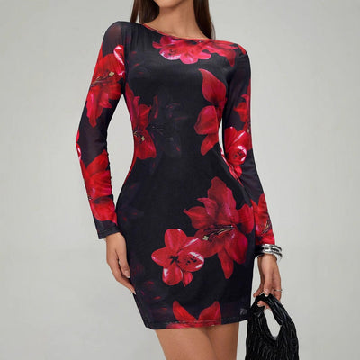 Floral Long Sleeve Women's Dress