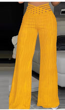 Chic Women's High-Waisted Palazzo Pants with Ribbed Style