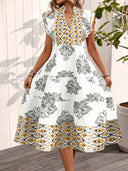 Floral V-Neck Women's Blouse Dress
