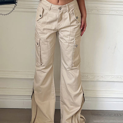 Loose Fit Women's Cargo Pants with Side Pockets