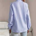 Elegant Long Sleeve Blouse with Ruffle and Stripe Design