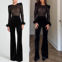 Chic Sequin-Embellished Blouse with Flared Sleeves