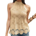 Women's Crochet Blouse with Lace Detailing and Stylish Cut