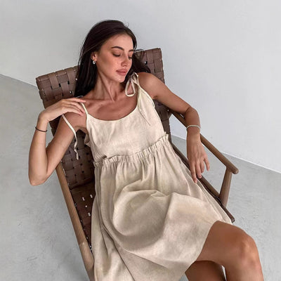 Women's Linen A-Line Dress - Effortless Style