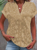 Floral Embroidered Women's V-Neck Blouse