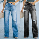Women's High-Waisted Distressed Jeans - Relaxed Fit Design