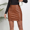 Women's High-Quality Imitation Mini Skirt with Slit Design