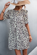 Trendy Leopard Print Women's Dress with Ruffles