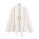 Chic Women's Blazer with Detachable Neck Scarf