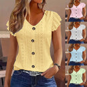 Women's Ruffle-Detail Blouse with Button Closure