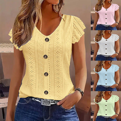 Women's Ruffle-Detail Blouse with Button Closure
