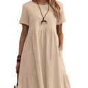 Chic Cotton Dress with Pockets and Ruffles