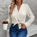 Lace-Detail Women's Blouse with Textured Finish