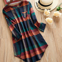 Chic Checkered Long Sleeve Blouse for Women