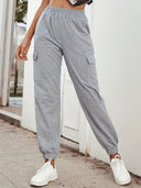 Women's Cargo Pants with Elastic Waist and Utility Pockets