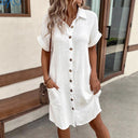 Chic Button-Up Shirt Dress with Pockets