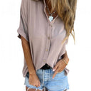 Chic Women's Short Sleeve Blouse with Button Design