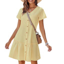 Chic Women's Button-Down Shirt Dress with Flared Skirt