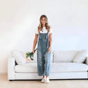 Trendy Women's Destroyed Detail Overalls with Relaxed Fit