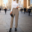 Women's High-Waisted Cargo Pants with Stylish Side Pockets