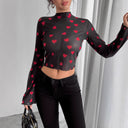 Floral Print Long Sleeve Women's Shirt with Wide Sleeves